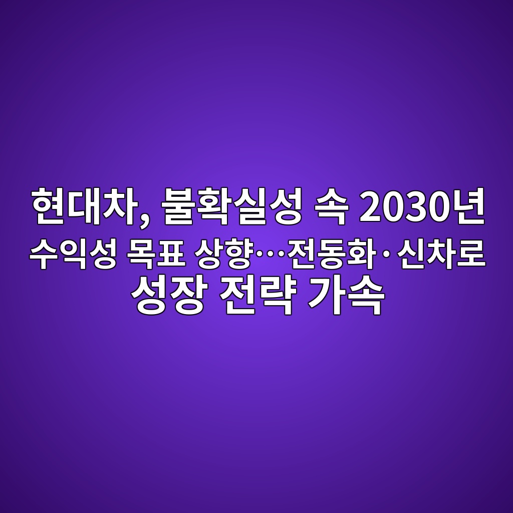현대차, 불확실성 속 2030년 수익성 목표 상향…전동화·신차로 성장 전략 가속 제품 이미지
