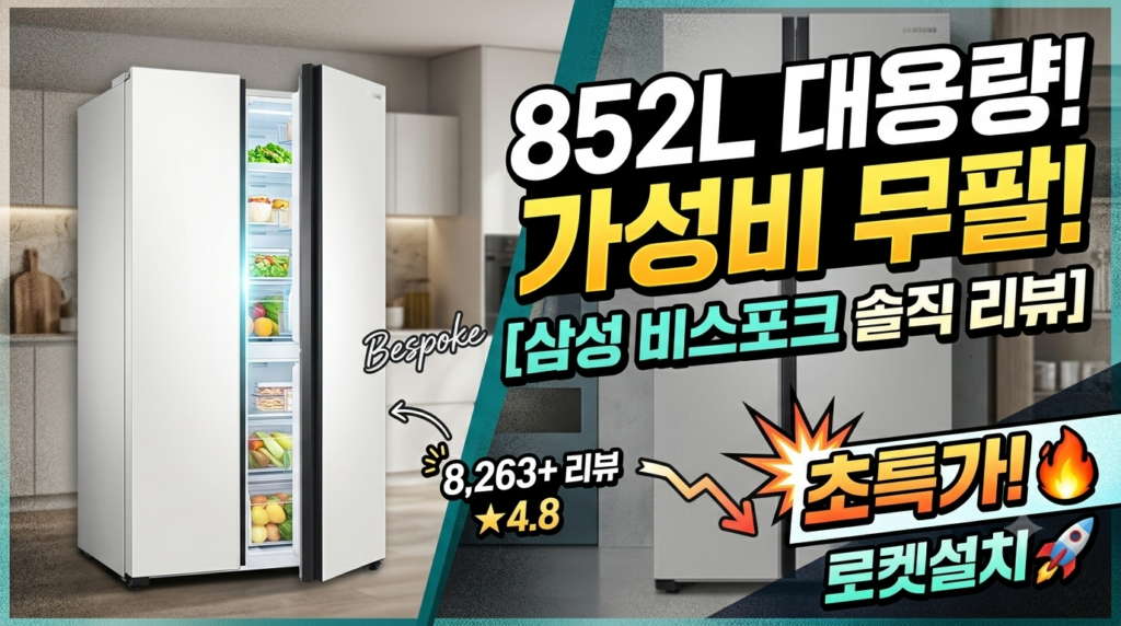 [삼성 냉장고 추천] 비스포크 852L 2도어 양문형 RS84DB5002CW 솔직 후기 및 가성비 비교 제품 이미지